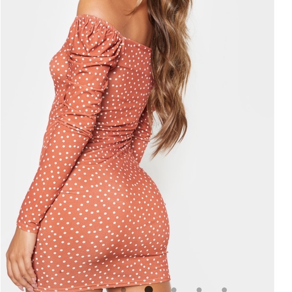 LONG SLEEVE TERRACOTA POLKA DRESS - Picture 2 of 2